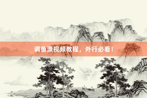 调鱼漂视频教程，外行必看！