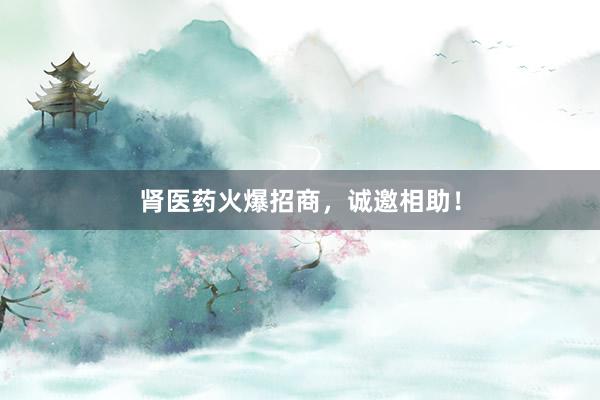肾医药火爆招商,诚邀相助!